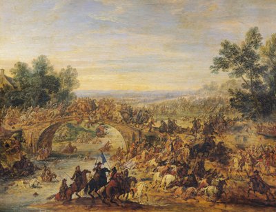 Kavallerie-Schlacht auf einer Brücke von Adam Frans van der Meulen